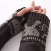 Womens Winter Warm Elbow Long Fingerless Thumb Hole Gloves Mittens Knitted Arm Warmer Cute Rabbit Fingerless Glove