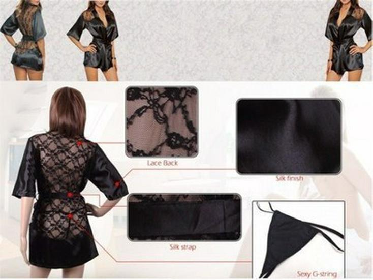 Plus Size Black Rose Lace See-Through Lingerie Robe for Women - Sexy European & American Style