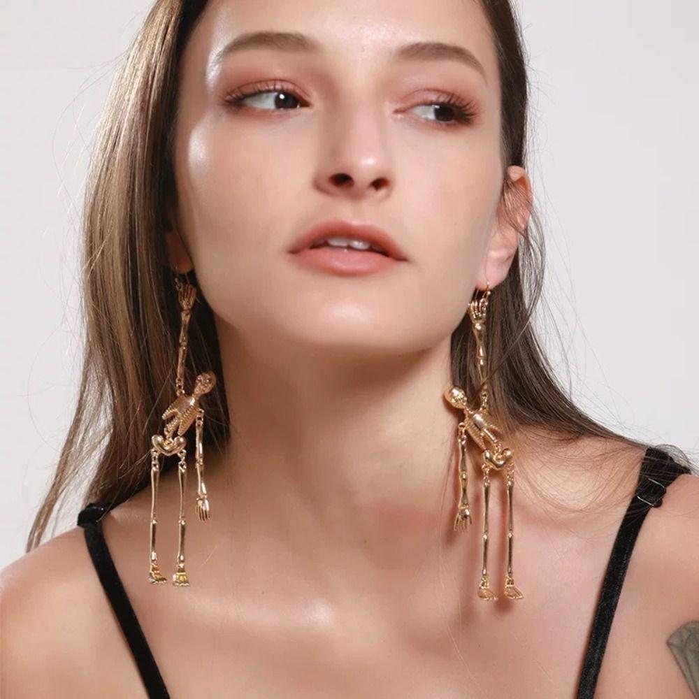 Hip Hop Halloween Earrings Skull Imitation Human Bone Earrings Fashion Skeleton Earrings  Gift