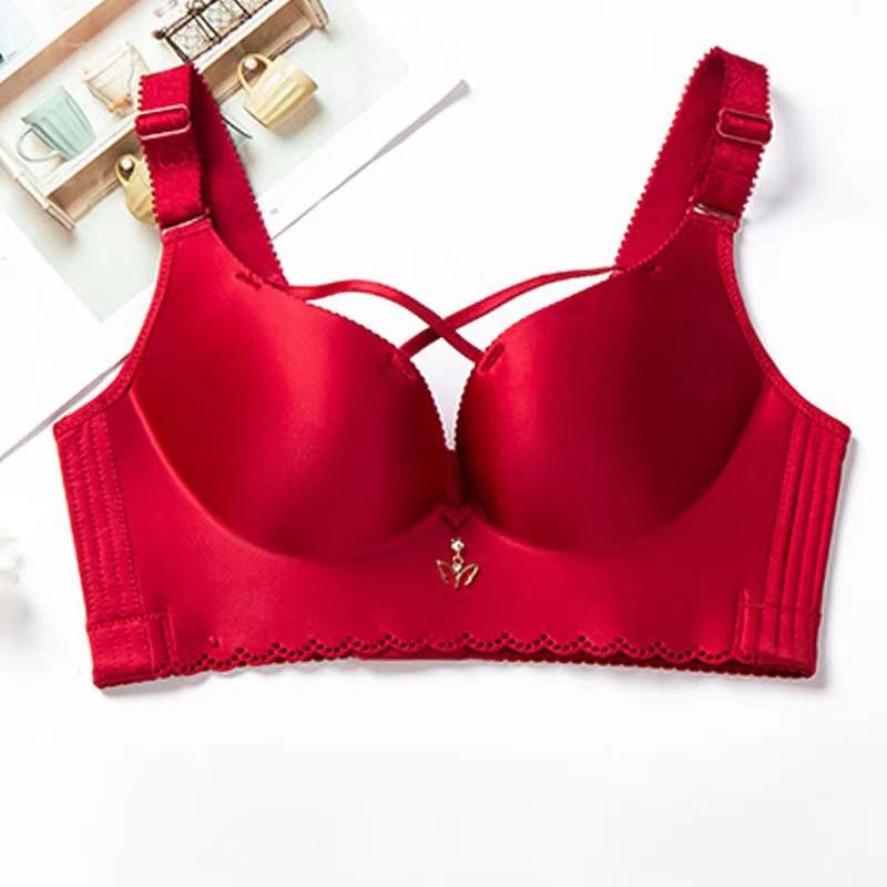 

Бесшовное нижнее белье для полных женщин с перекрестной поддержкой, больших размеров, с регулируемой формой и красивой спинкой, с большой чашкой и боковой поддержкой груди 50/115E бордовый