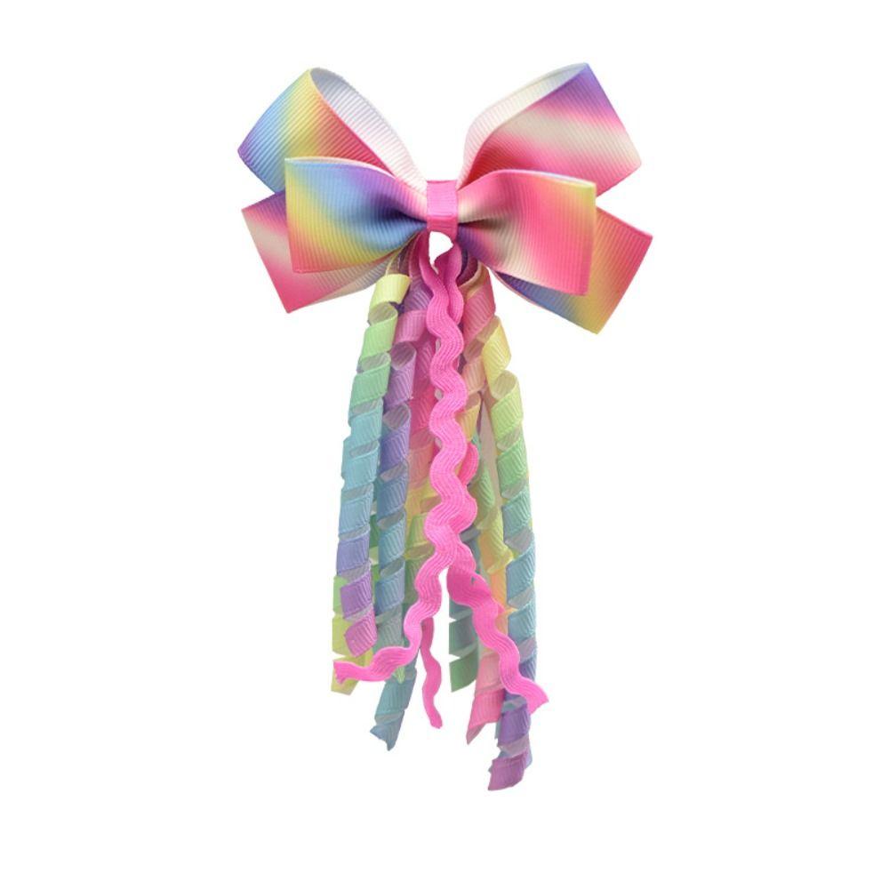 Curly Tassel Bow Hair Clip Colorful Hair Accessories New Girls Headdress  Children Kids
