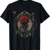 Gothic Aesthetic Red Flowers Rose Church Window Witchcraft T-Shirt