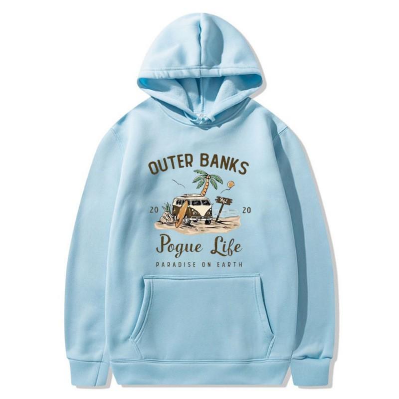 Outer Banks Pogue Life Printed Hooded Sweatshirt Men Loose Fit Fleece Pullover Fall