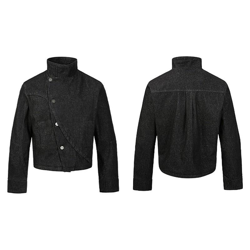 Mens Oversized Denim Jacket Turn-down Collar Single-breasted Casual Outerwear Fall Season