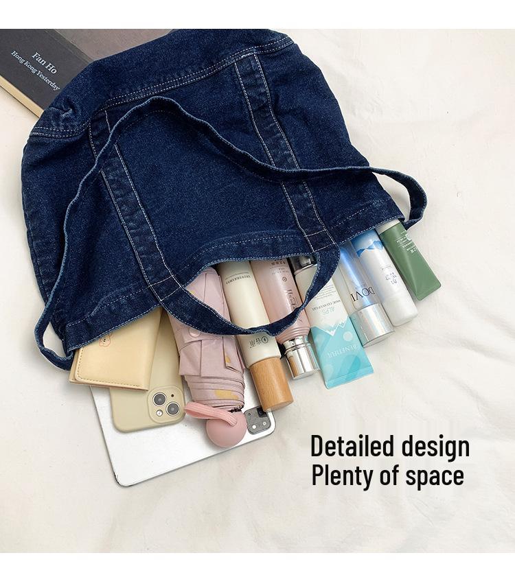 2026 Women's Versatile Denim Tote - Large Capacity, Artistic Crossbody & Shoulder Bag for Fashionable Commutes & Shopping