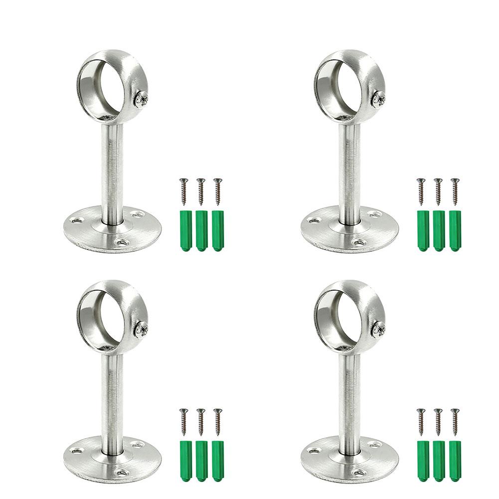 4-Pack Metal Curtain Rod Brackets for Wall Mounting with Construction for Bedroom Living Room Bathroom Kitchen Use