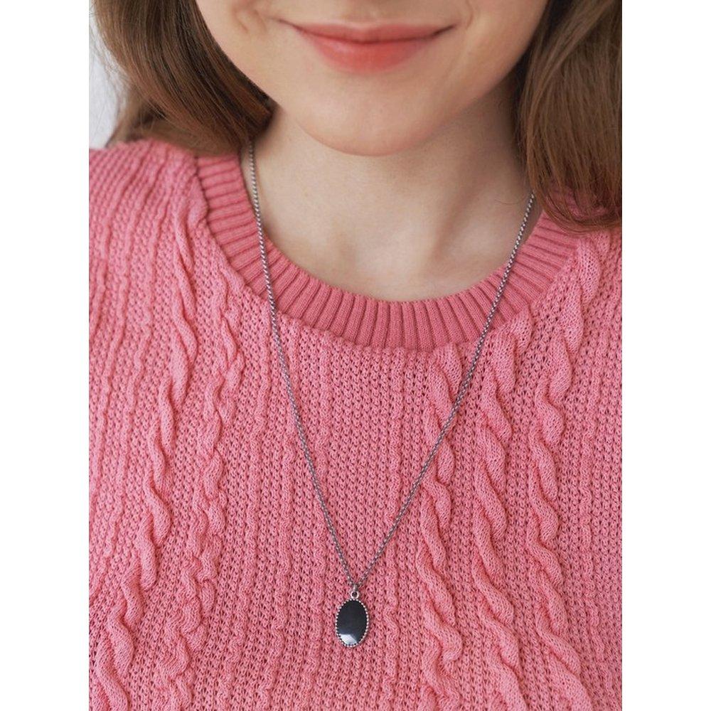 [Surgical] Black Oval Necklace