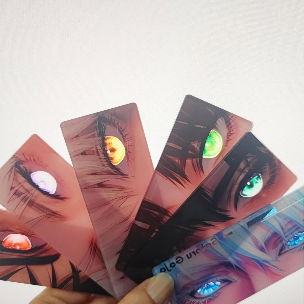 Ny Xiaohongshu Jujutsu Kaisen Anime Perifer: Transparent kort med høy verdi med reflekterende Gojo Satoru-øyne