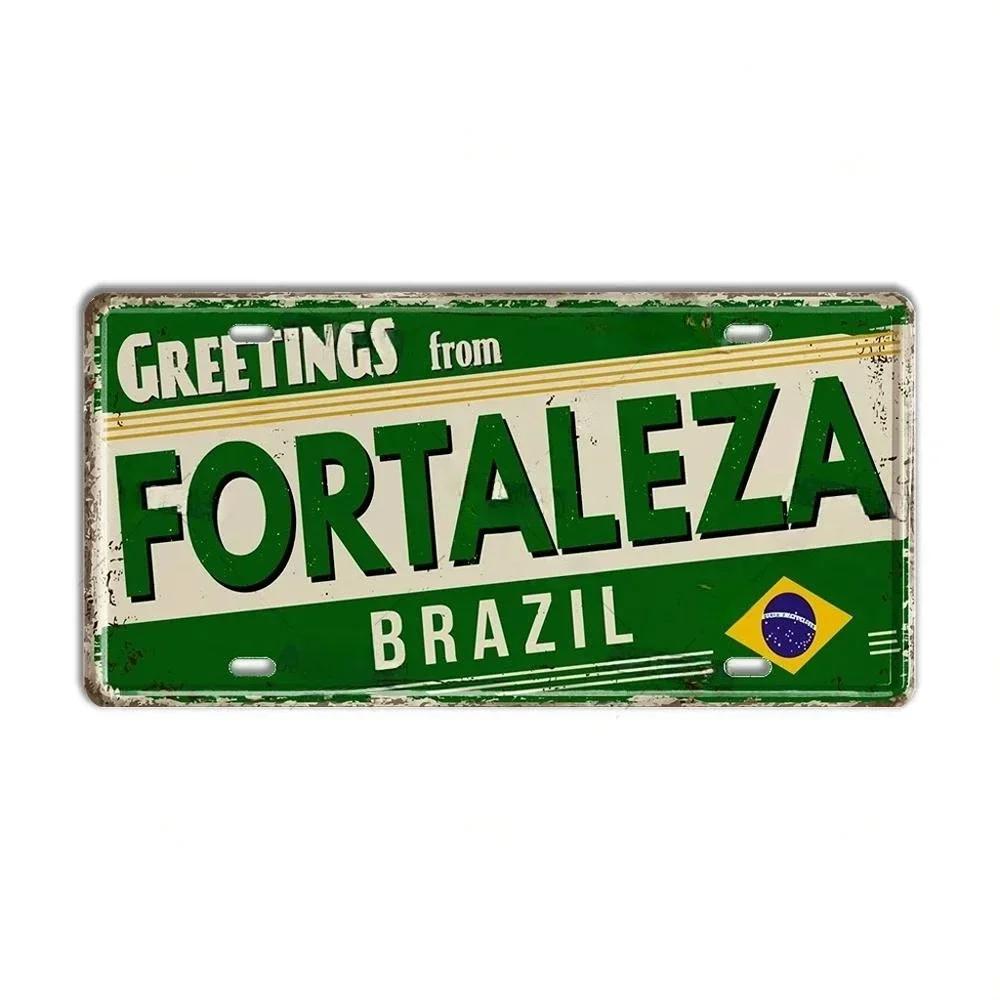 Vintage BRAZIL Landmark License Plate Rio De Janeiro Metal Sign City State Decorative Car Plate Bar Pub Garage Club Wall Decor