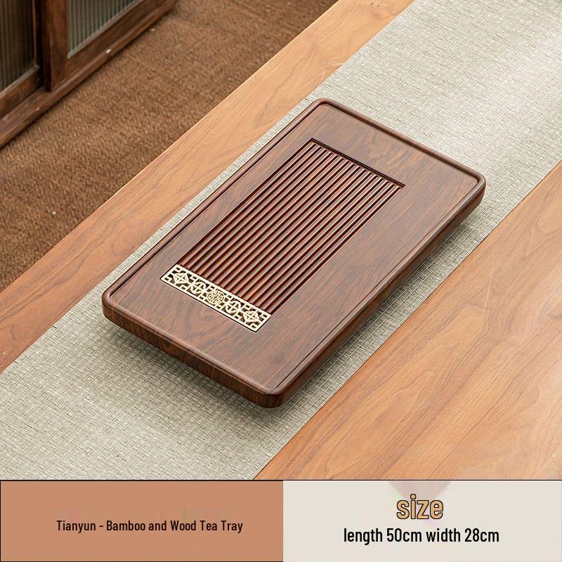 High-end Bakelite & Bamboo Tea Tray with Drainage