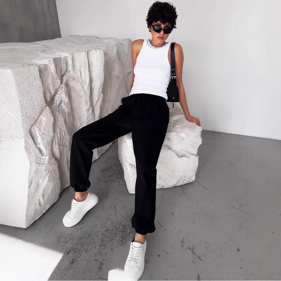 European & American Women's Casual Loose Jogging Sweatpants - Cuffed Long Pants