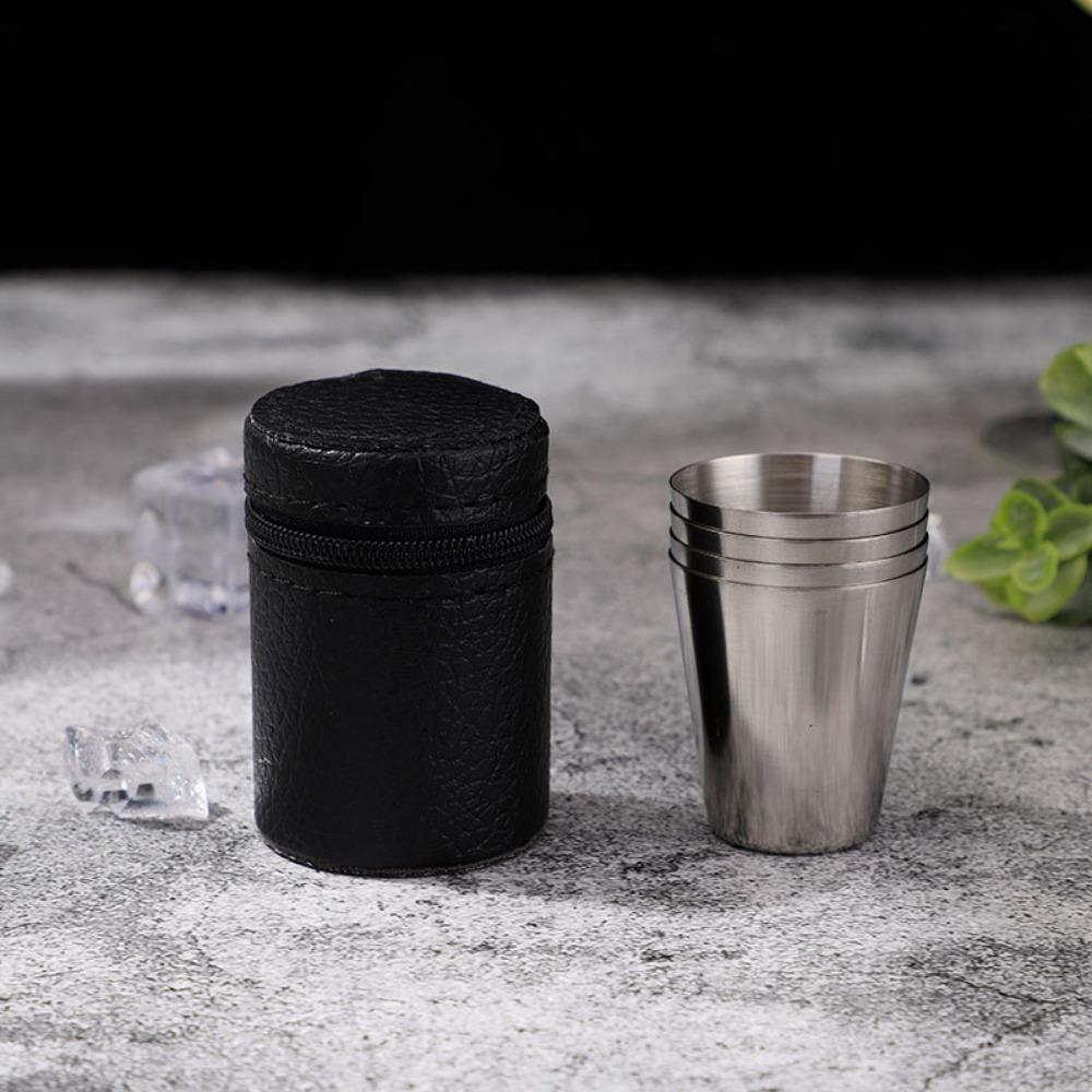 1PCS 30ml Stainless Steel Outdoor Travel Camping Cup Drinking Mug Beer Tea Coffee Bag Travel Set