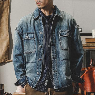 American Tooling Classic Long-Sleeved Shirt Jacket Men'S Handsome Trendy Jacket Men'S Retro Denim