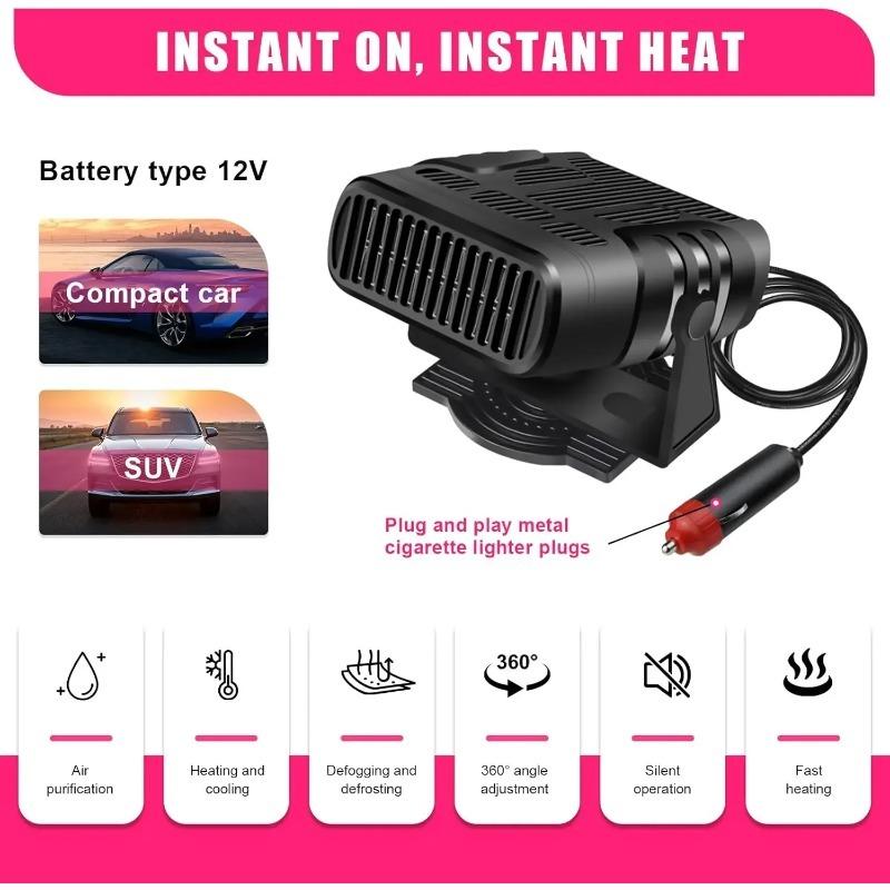 2025 Car Heater Portable Defroster Defogger Auto Dryer 12V/24V Cigarette Lighter Plug PTC Heating Easy Install Accessory