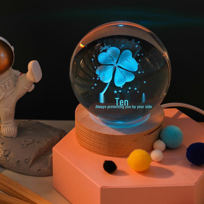 3D Galaxy Crystal Ball Night Light with Color-Changing Base - Unique Starry Sky Gift