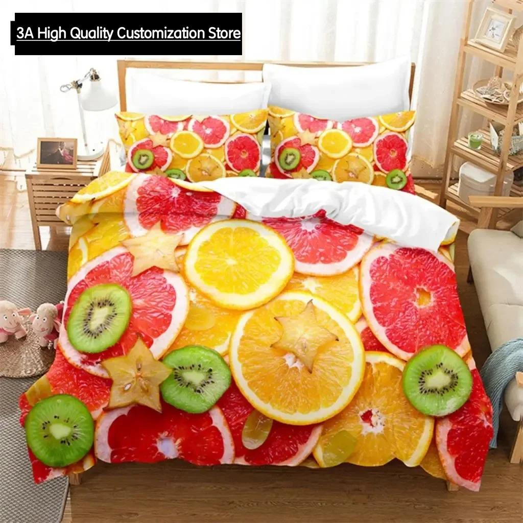 Thin Duvet Cover Set Double Bed Fruit Quilt Cover Queen Size 3D Single Bedding Set 2PCS 3PCS with Pillowcase Full Twin King Beds