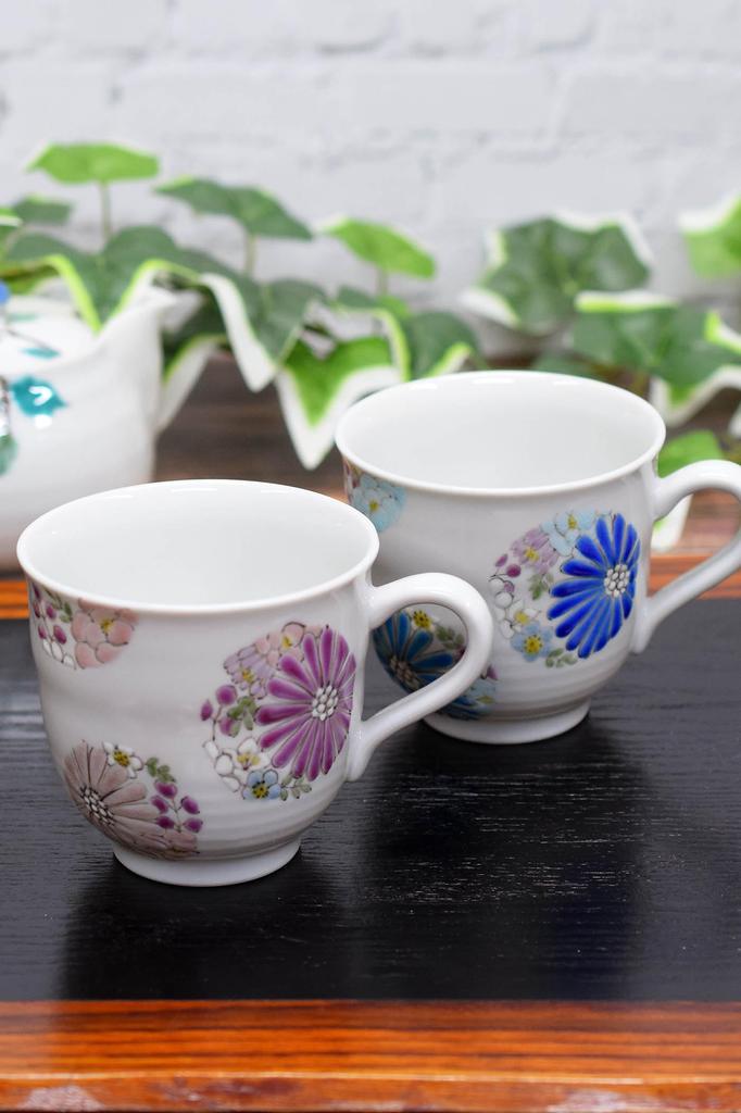 Waza no Kura Stylish Mug Pair Set Kutani Ware Hana Pottery Luxury Brand Tableware Made in Japan