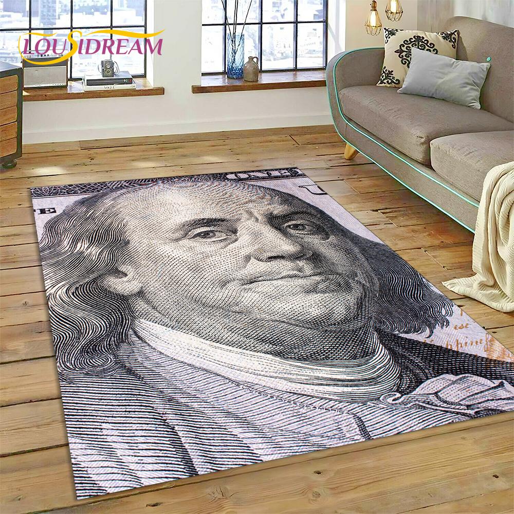 3D Rich Dollar Euro Pound Money Cartoon Carpet Rug for Bedroom Living Room Home Sofa Decoration,Children Large Decor Floor Mat