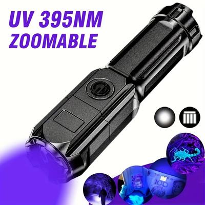Przenośna latarka ultrafioletowa z funkcją zoomu UV395NM Light 3 tryby oświetlenia Latarka kempingowa dla zwierząt domowych Fluorescencyjne narzędzia do wykrywania