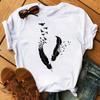 Fashion Women T Shirt Funny Butterfly Feather Print Tshirt T Shirt Summer Short Sleeve Tops Tee Female Feather T-shirts