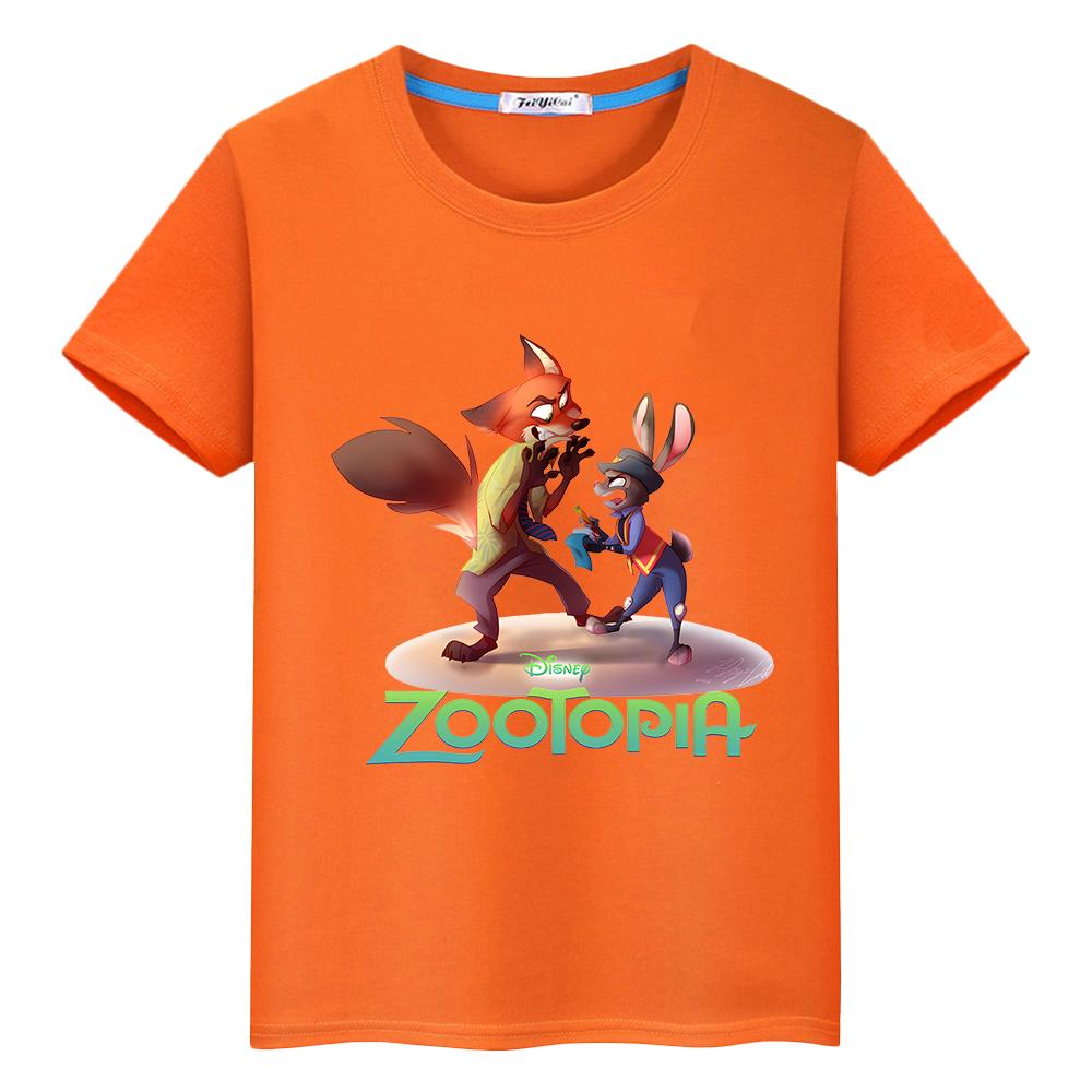 T-Shirt für Kinder Junge 10 Jahre Zootopia 2 Druck 100% Baumwolle Anime Kurz Kawaii Oberteile Pride T-Shirt y2k One Piece Mädchenkleidung