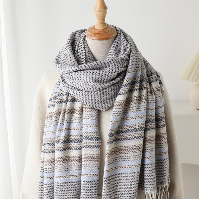 

62*200cm Big Size Winter Plaid Cashmere Blanket Women Scarf Design Thick Warm Pashmina Shawl Wraps Tassel Poncho Stoles Echarpe 62x200cm