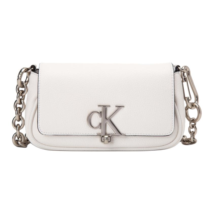 

Calvin Klein Letter Twist Lock Flap Chain Shoulder Bag Medium Women Shoulder Bag Moonlight-White DH3240-391 Moon White,Basic Set (Bag)