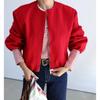 Red Zipper Bomber Jackets for Women Soft Cropped Jackets Long Sleeve Woman's Sports Jacket Outerwears