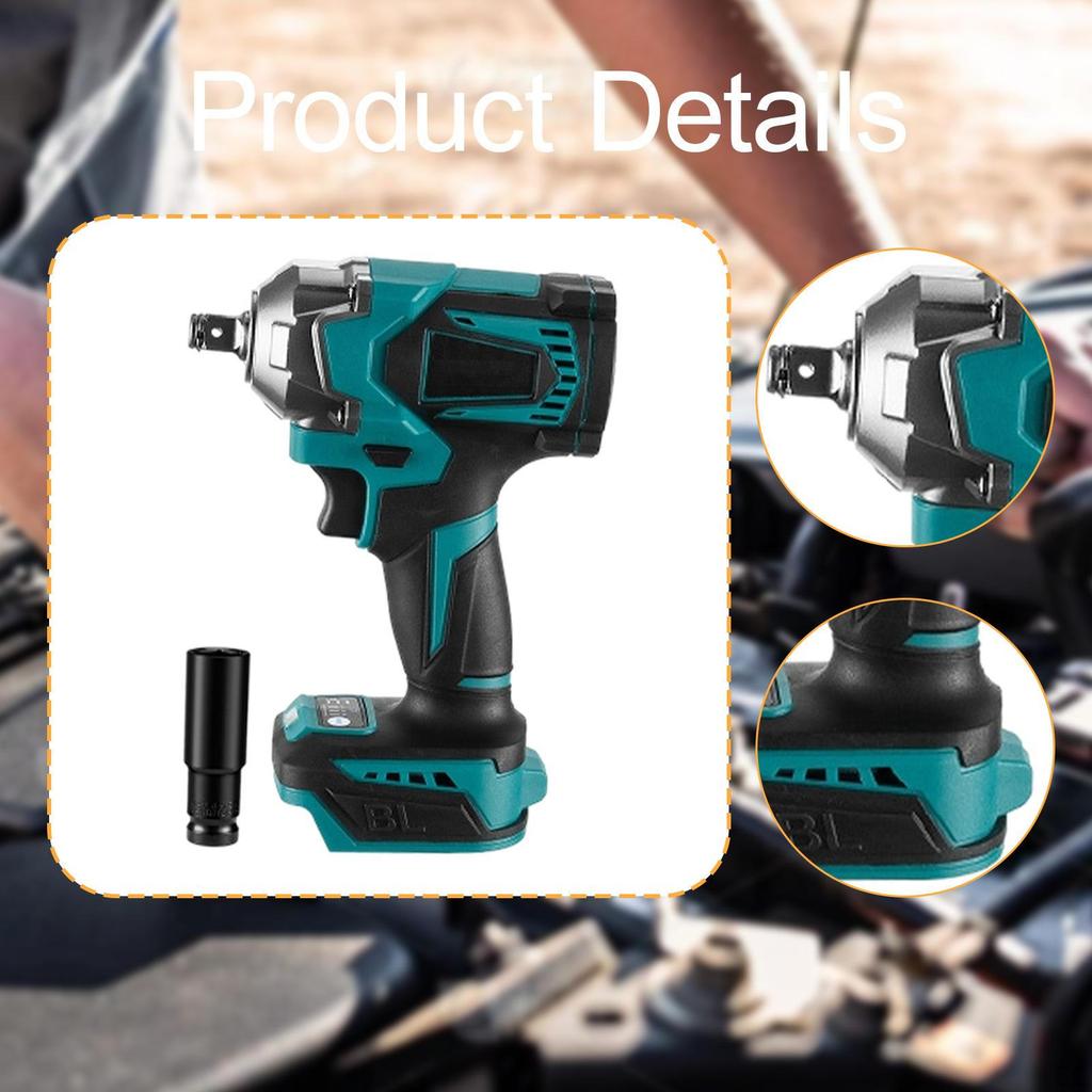 Electric Impact Wrench with LED Work Light, 700N.M 1/2 inch Power Driver, Versatile for Mower