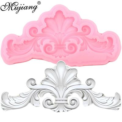 Mujiang Sugarcraft Flower Border Silicone Molds Scroll Relief Leaves Fondant Mold Cake Decorating Tools Chocolate Gumpaste Mould