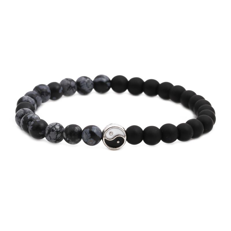 Distance beaded Bracelet Fashion Natural Stone two colors Yin Yang Charm Bracelets for Men Women Friendship couple