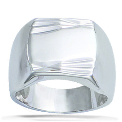 Silver 'Charles' Silver Signet Ring (rhodium) - 13x11mm
