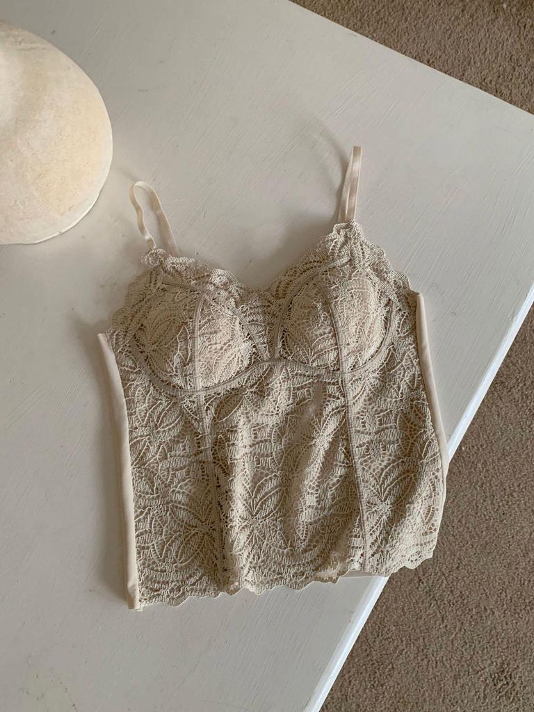 Spring-Summer Sexy Lace Push-Up Spaghetti Strap Vest with Chest Pads and Slimming Bandage Back