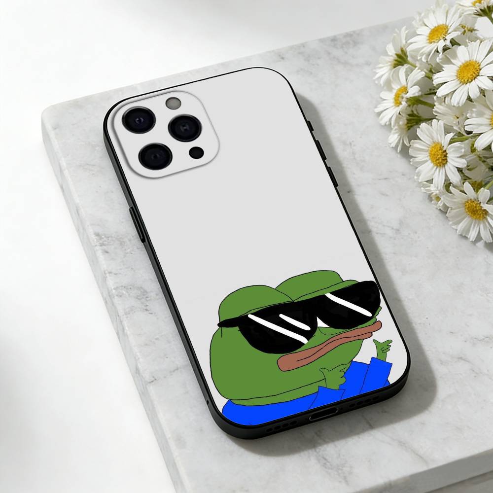Funny P-Pepe the F-Frog Phone Case For iPhone 17,16,15,14,13,12,11 Plus,Pro,Max,Mini Silicone Black Soft Cover