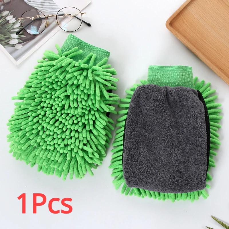 Microfiber Car Wash Gloves Chenille Waterproof Mitt Soft Mesh Back Double-faced Glove Mitt Wax Detailing Brush Car Cleaning Tool