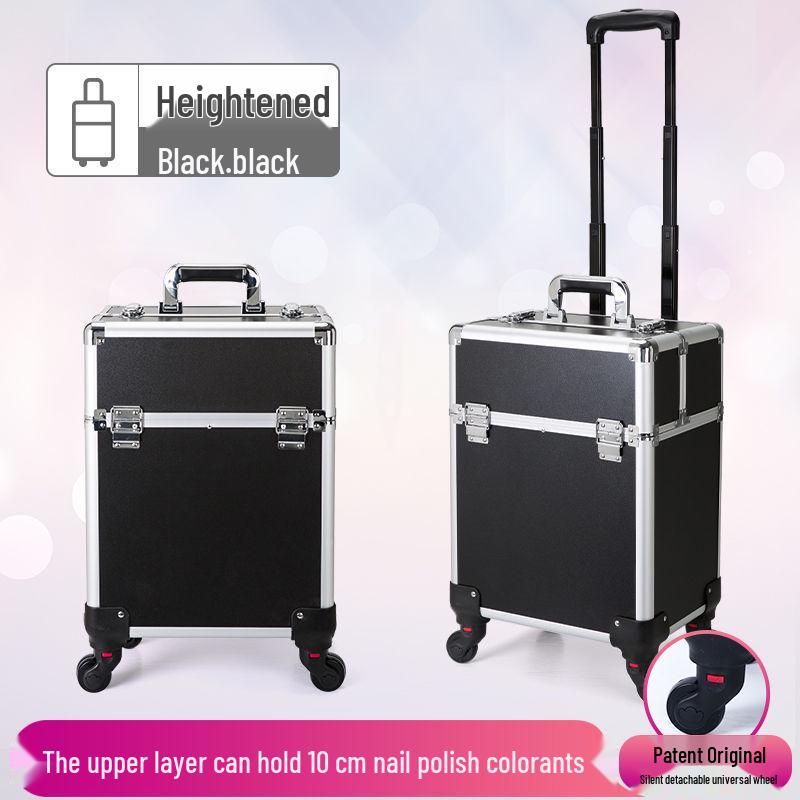 Portable Professional Makeup Case with Trolley, Lockable, Large Capacity for On-Site Beauty, Manicure, Microblading
