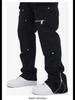 2023 Autumn Men's Loose Fit Solid Color Straight Jeans: Trendy Casual Overalls