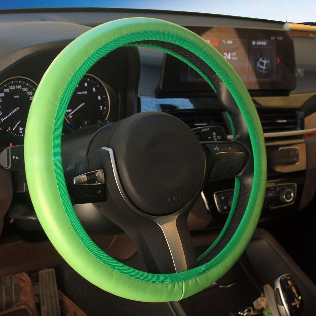 Car Steering Wheel Cover with Lamb Grain Leather Steering Wheel Cover without Inner Ring Elastic Band Handle Cover