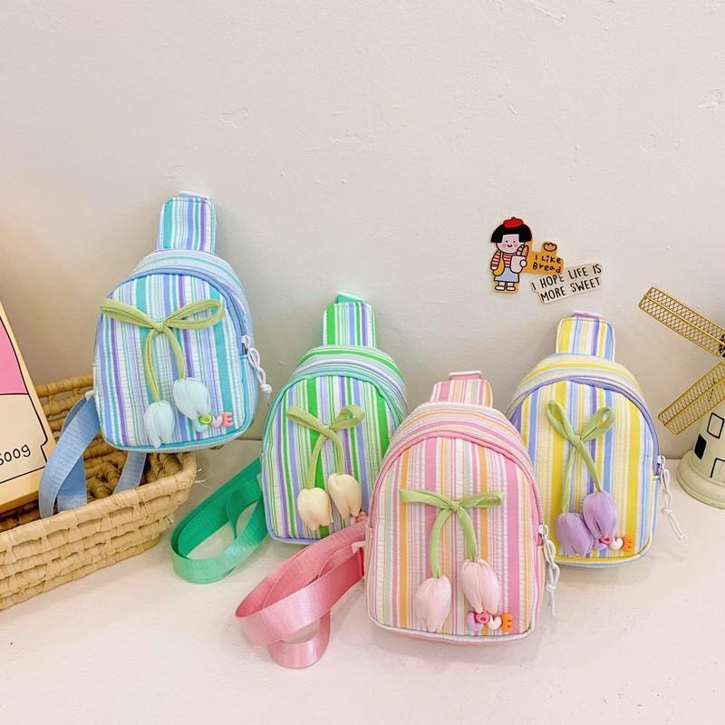 Adorable Kids Flower Pattern Chest Bag Lightweight Cartoon Tulip Design For Everyday Use