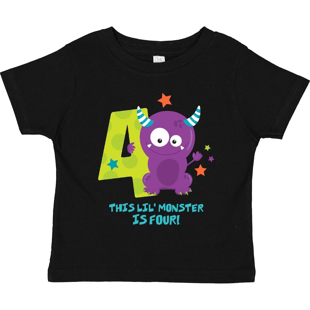 Inktastic Monster 4th Birthday Toddler T-Shirt Little Cartoon Cute Funny Child 150