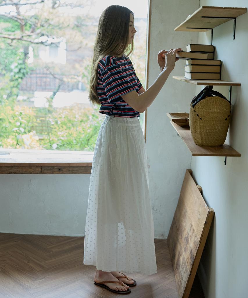 Opeundoeoseutyudio Resort Shirred Cotton Long Skirt Ivory