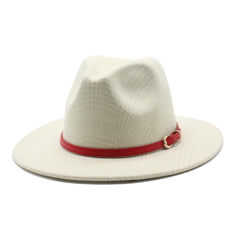 

Wool British Retro Jazz Hat, Men S And Women S Big-Brimmed Top Hat, Felt Hat Versatile M（56-58cm） молоко, білий колір