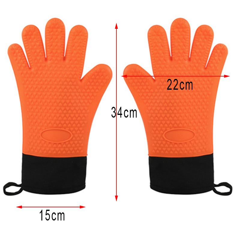 1-2Pcs Silicone Heat-Resistant Gloves Cooking Barbecue Gants Silicone Kitchen Microwave Mittens Grill Oven Anti-Scalding Mitts