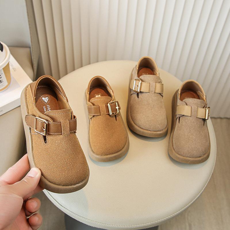 New Spring and Autumn Girls' Frosted Leather Shoes Boys' Soft-soled Toe Shoes