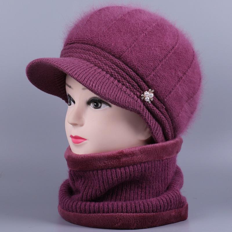 Mützen für ältere Menschen mittleren Alters, Wintermützen aus Wolle für Frauen, Kaninchenhaar mit dickem Samt, Mützen für ältere Frauen der Mutter, warme Mützen für die Großmutter