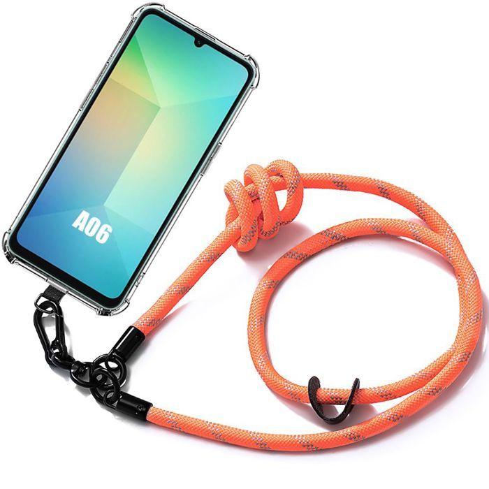 Coque pour samsung galaxy a06 - antichoc avec cordon orange - booling