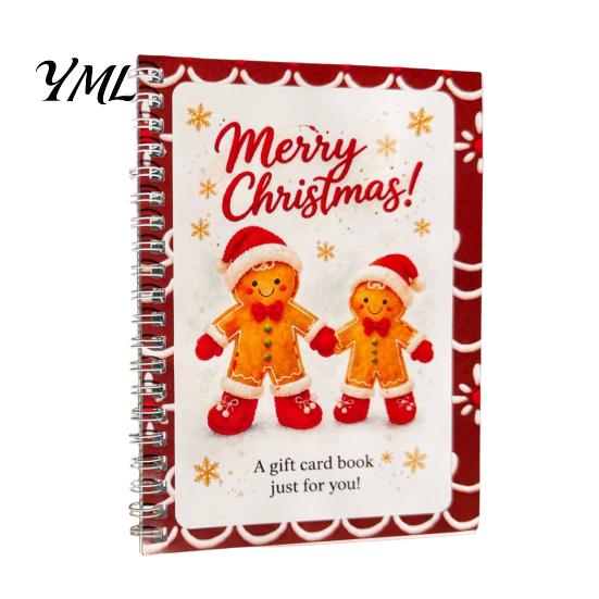 Compact Gift Presentation Folder Christmas Card Book, 7" x 5" Spiral Bound Merry Portable Memory Keeper for Cash Booklet, Greeting Album, Personalized
