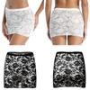 Womens Flower Lace Skirt See Through Sheer Fabric Mid Waist Elastic Waistband Nightwear Mini Skirt