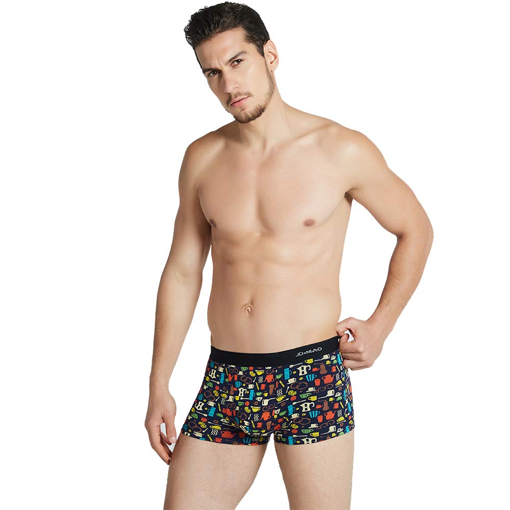 SUNIU Men's Boxer Briefs, Breathable, Moisture-Wicking Cotton Underwear Set, 5-Pack (L/Waist: 66-75cm, [A] 5-Pack)