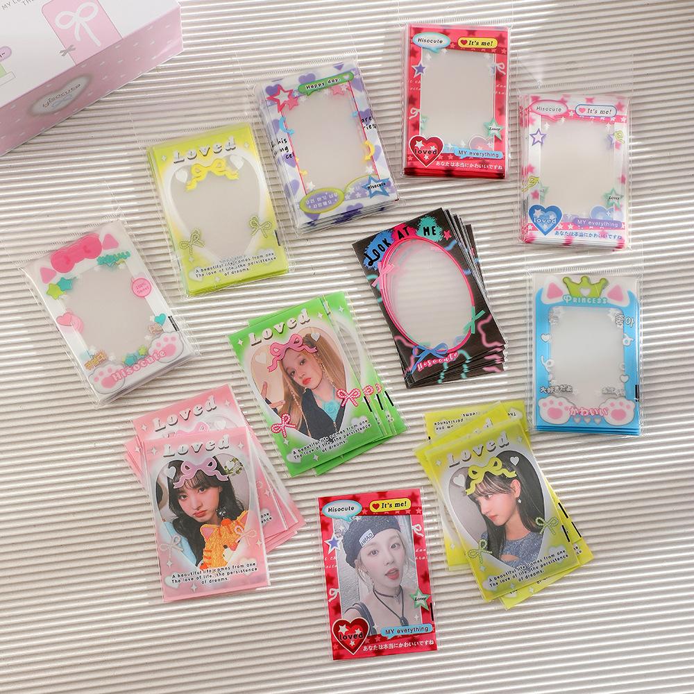 MINKYS 20pcs/pack Pack Kawai 3 Inch Kpop Photocard Frame Photo Decorative PP Sleeves Bag School Stationery